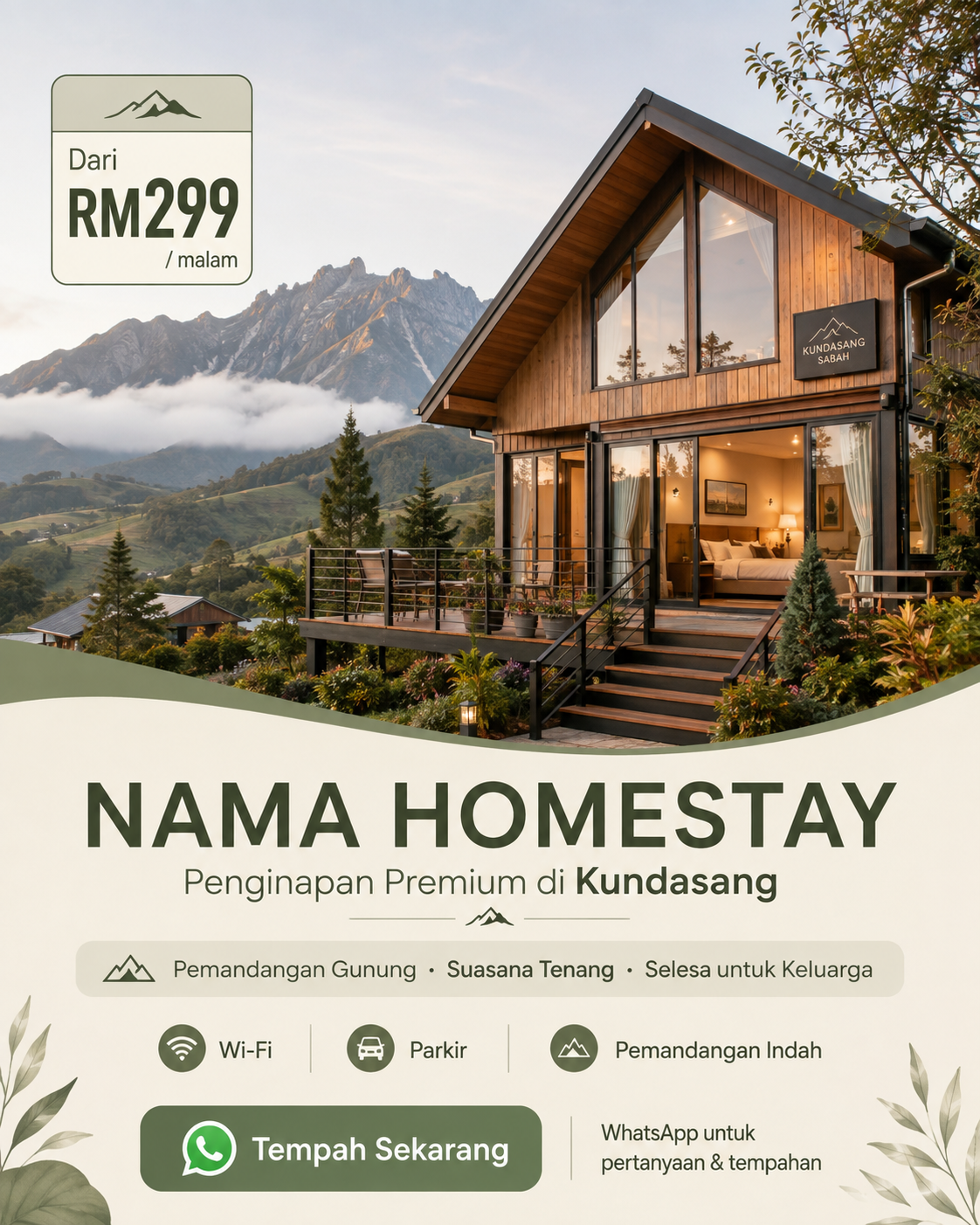 Poster promosi homestay di Kundasang