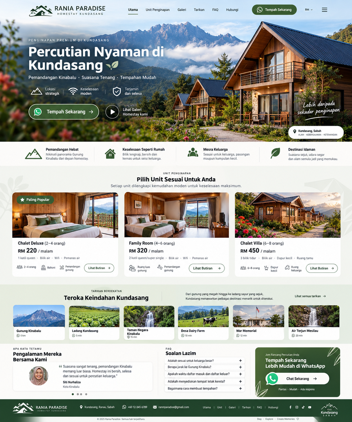 Landing page homestay Kundasang
